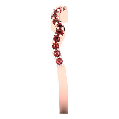0.23 cttw Natural Garnet Round Cut Rose Gold Eternity Wedding Band