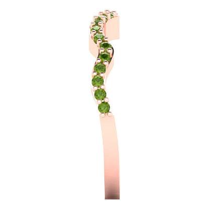 0.23 cttw Natural Peridot Round Cut Rose Gold Eternity Wedding Band