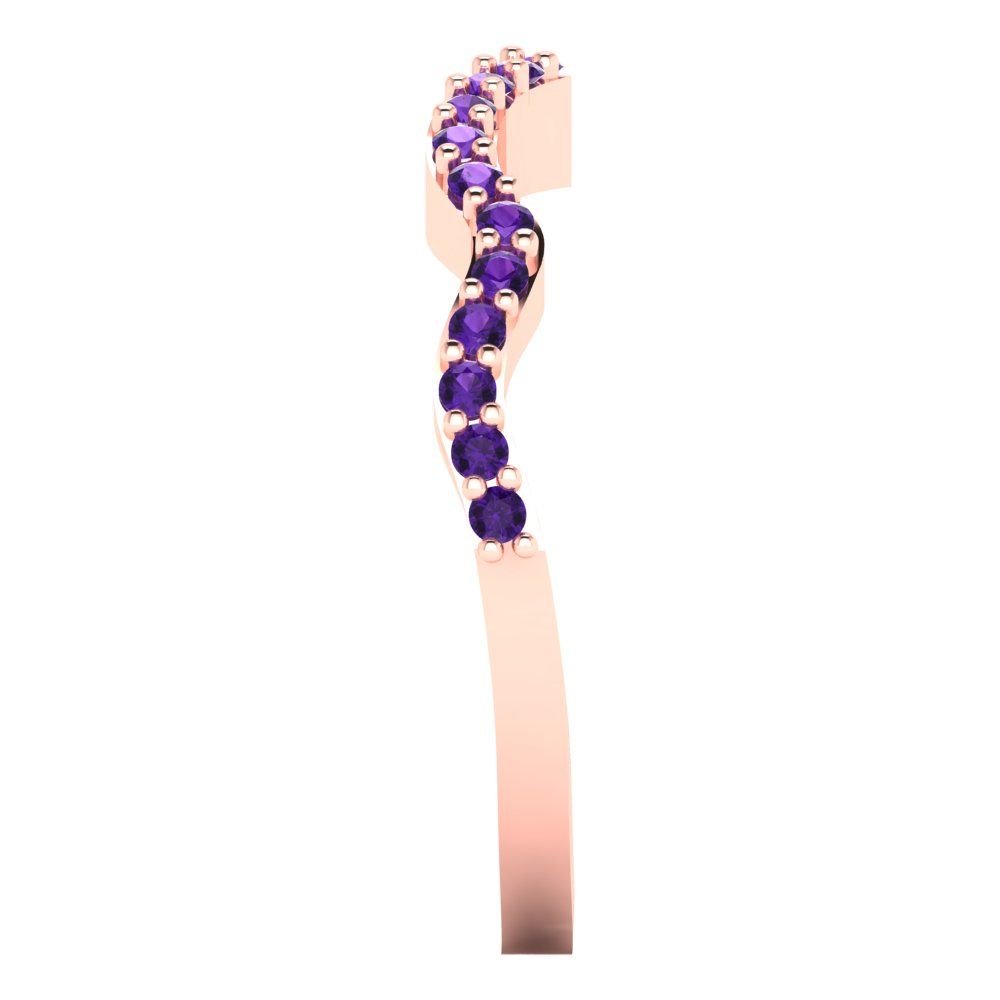 0.23 cttw Natural Amethyst Round Cut Rose Gold Eternity Wedding Band