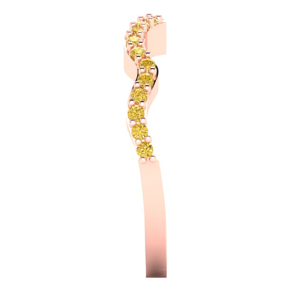 0.23 cttw Natural Citrine Round Cut Rose Gold Eternity Wedding Band