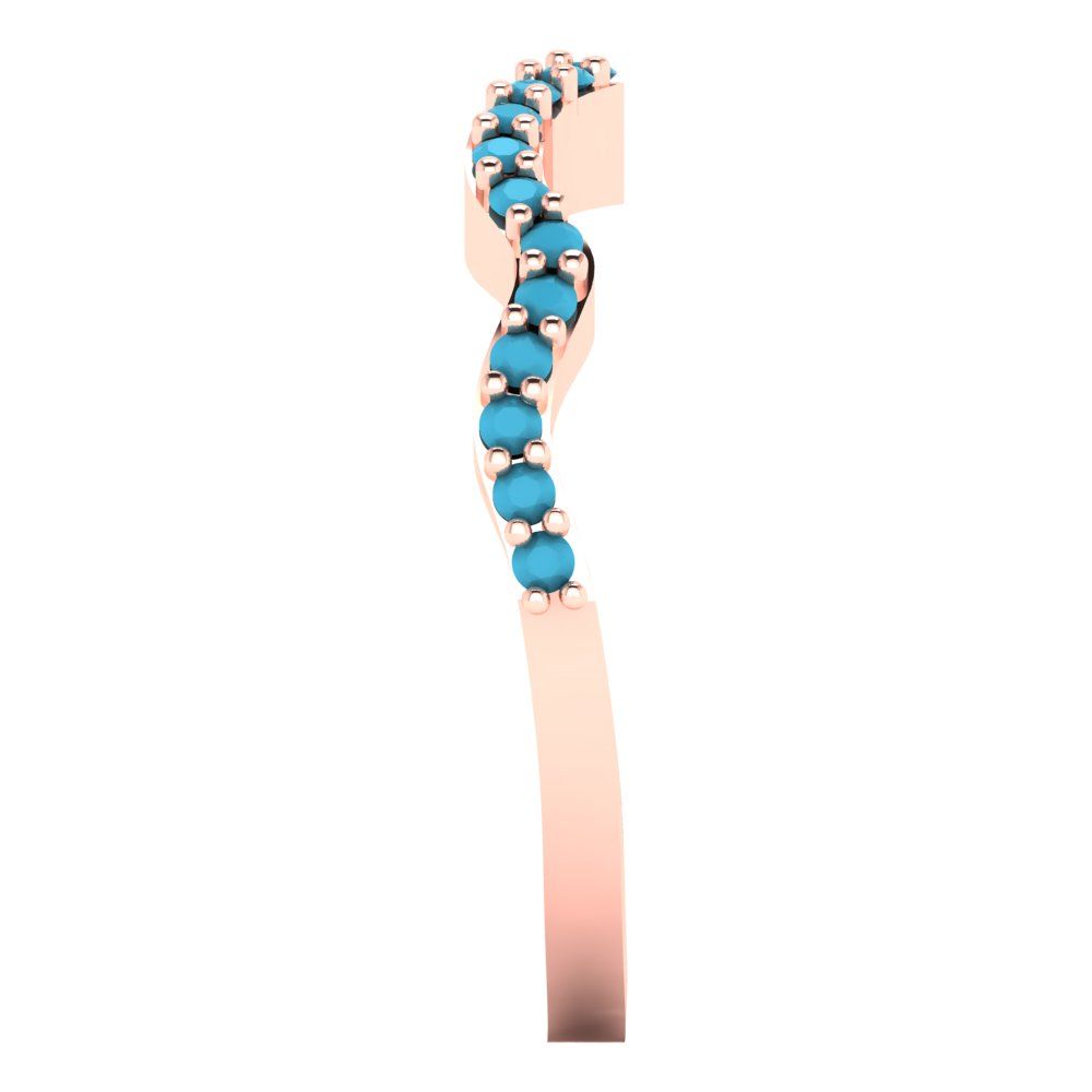 0.23 cttw Simulated Turquoise Round Cut Rose Gold Eternity Wedding Band