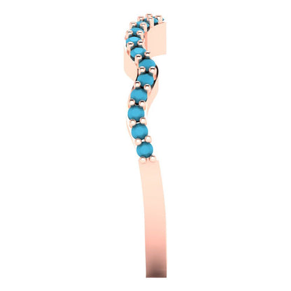 0.23 cttw Simulated Turquoise Round Cut Rose Gold Eternity Wedding Band