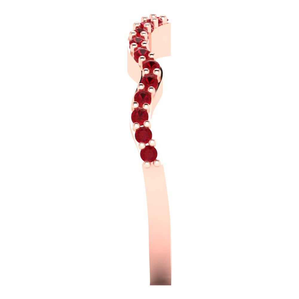 0.23 cttw Simulated Pink Tourmaline Round Cut Rose Gold Eternity Wedding Band