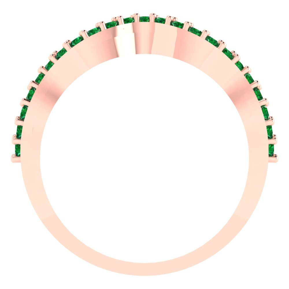 0.23 cttw Simulated Emerald Round Cut Rose Gold Eternity Wedding Band