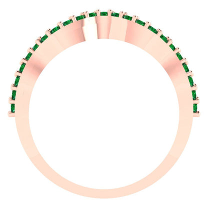 0.23 cttw Simulated Emerald Round Cut Rose Gold Eternity Wedding Band
