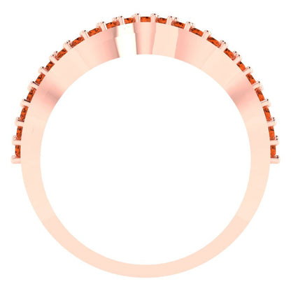 0.23 cttw Simulated Pink Tourmaline Round Cut Rose Gold Eternity Wedding Band