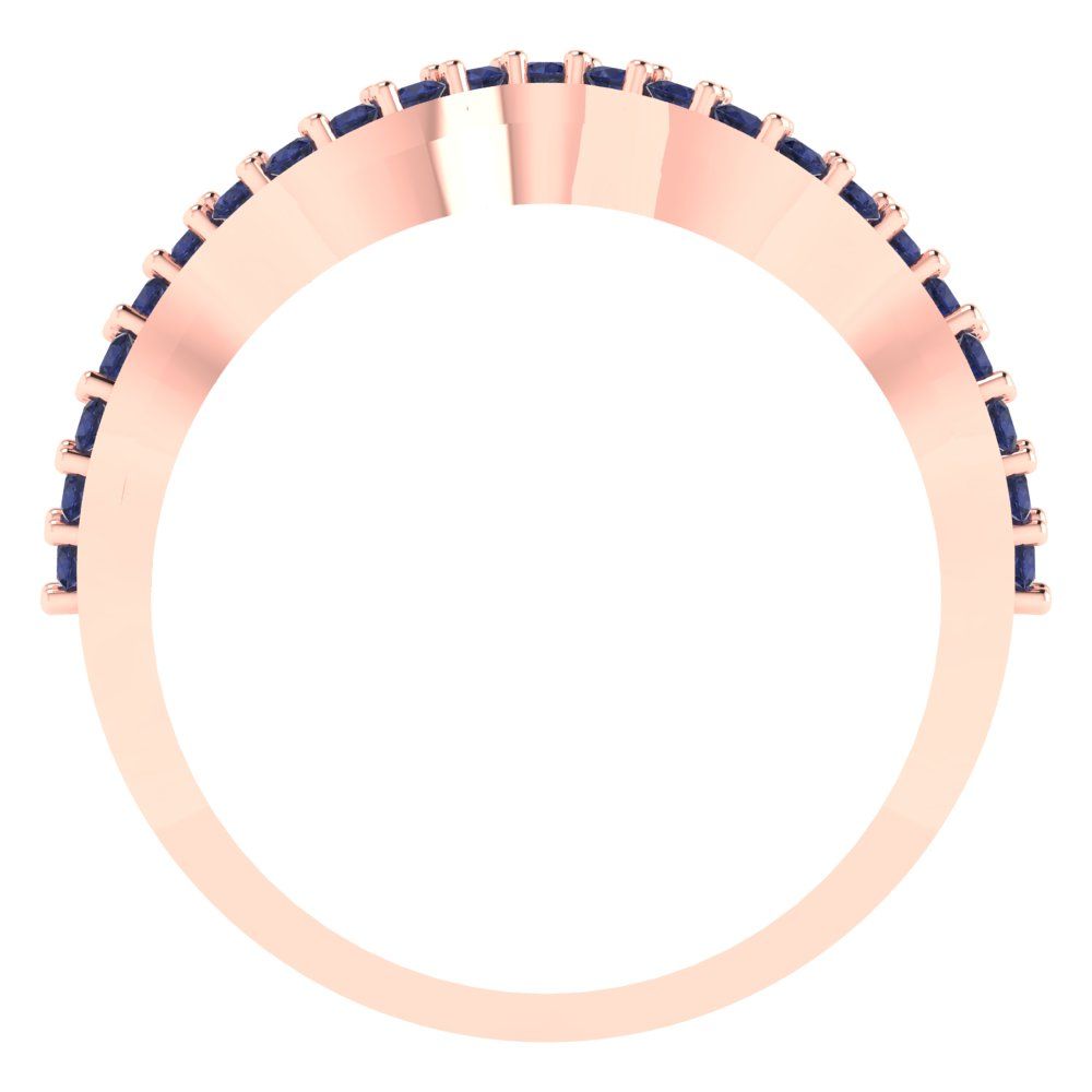 0.23 cttw Simulated Blue Sapphire Round Cut Rose Gold Eternity Wedding Band