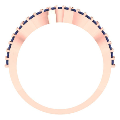 0.23 cttw Simulated Blue Sapphire Round Cut Rose Gold Eternity Wedding Band