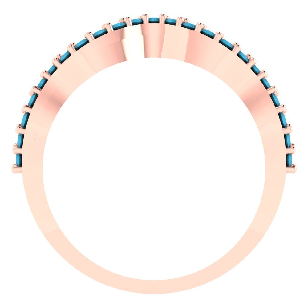 0.23 cttw Simulated Turquoise Round Cut Rose Gold Eternity Wedding Band