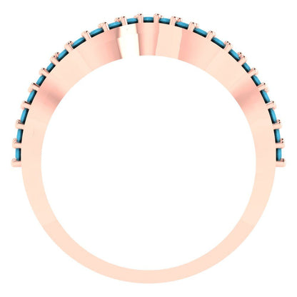0.23 cttw Simulated Turquoise Round Cut Rose Gold Eternity Wedding Band