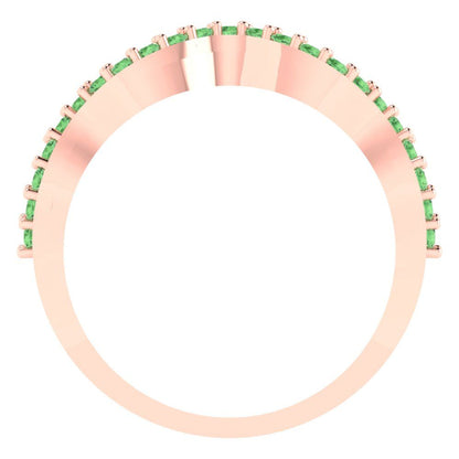 0.23 cttw Simulated Green Diamond Round Cut Rose Gold Eternity Wedding Band
