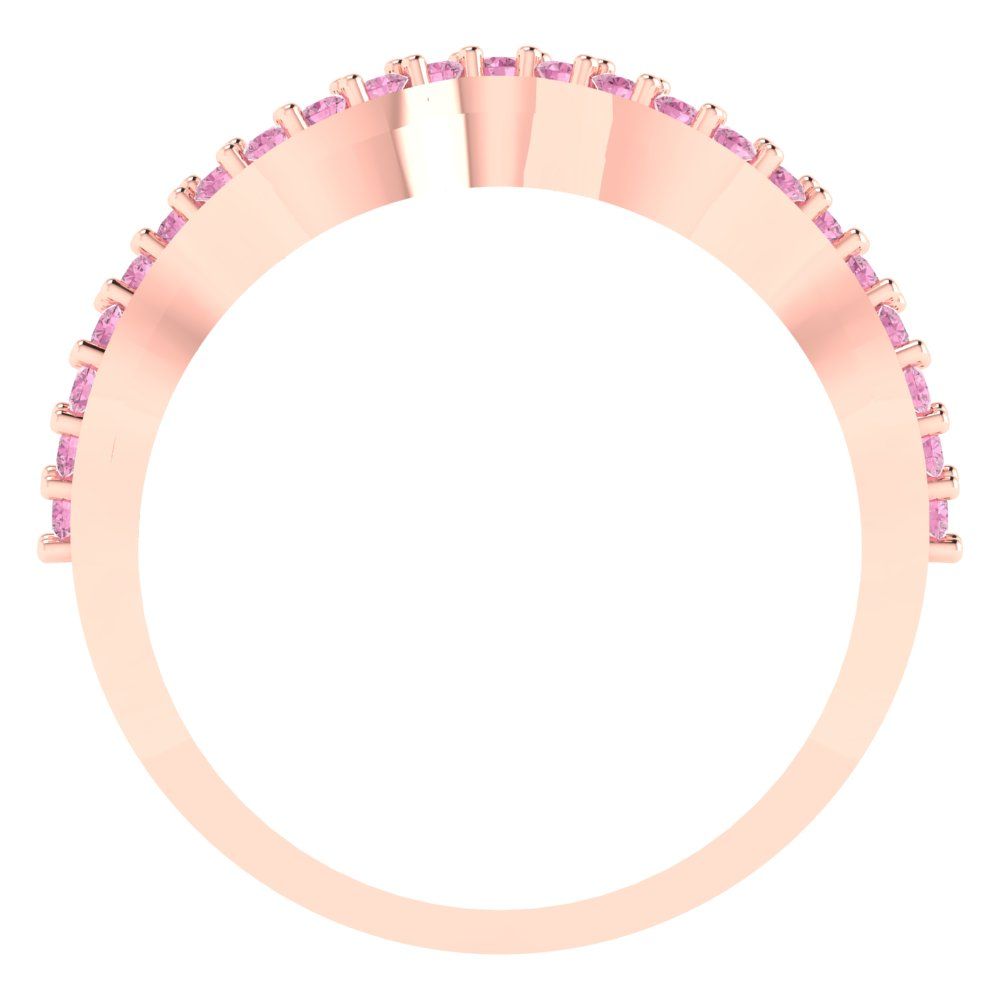 0.23 cttw Simulated Pink Diamond Round Cut Rose Gold Eternity Wedding Band