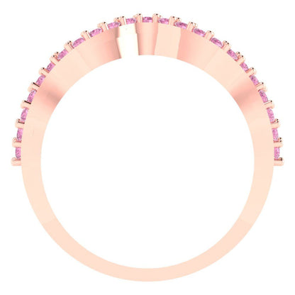 0.23 cttw Simulated Pink Diamond Round Cut Rose Gold Eternity Wedding Band