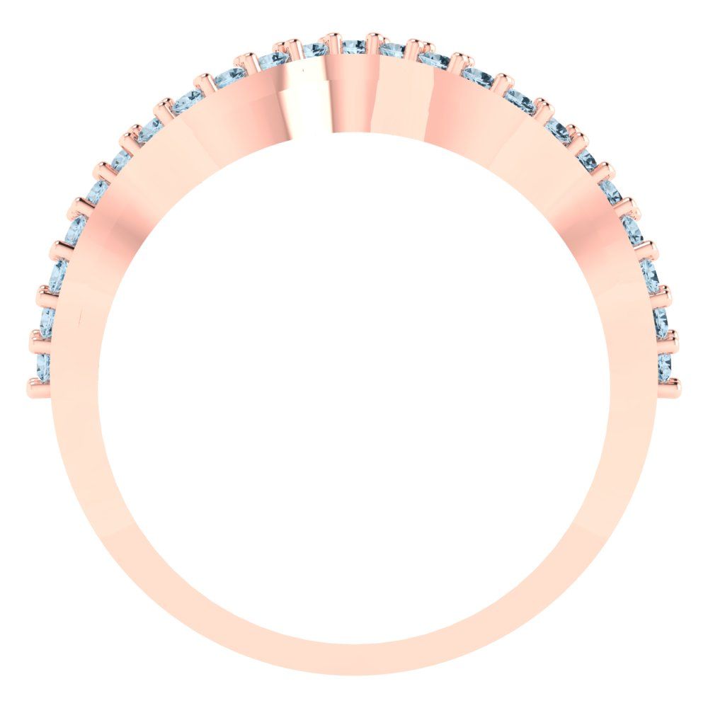 0.23 cttw Natural Aquamarine Round Cut Rose Gold Eternity Wedding Band
