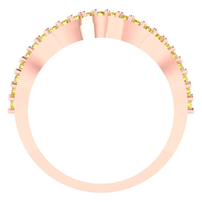 0.23 cttw Simulated Yellow Diamond Round Cut Rose Gold Eternity Wedding Band