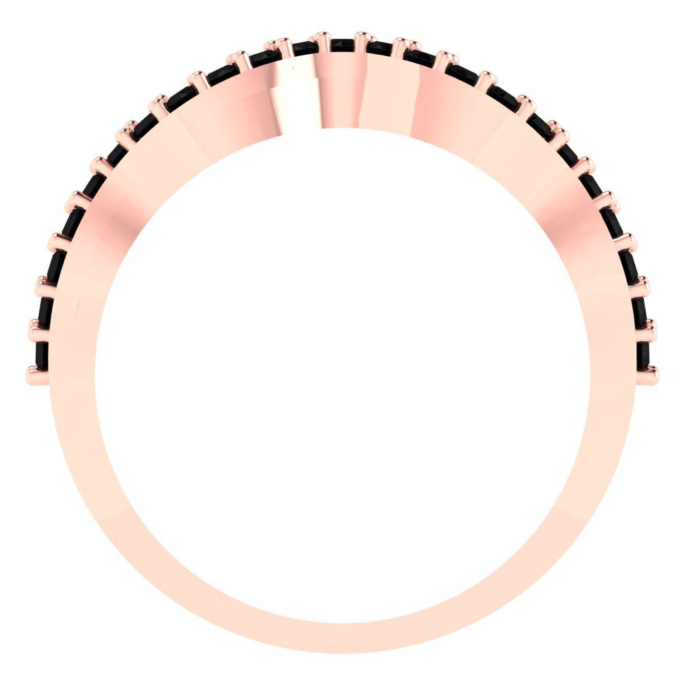 0.23 cttw Natural Onyx Round Cut Rose Gold Eternity Wedding Band