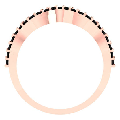 0.23 cttw Natural Onyx Round Cut Rose Gold Eternity Wedding Band