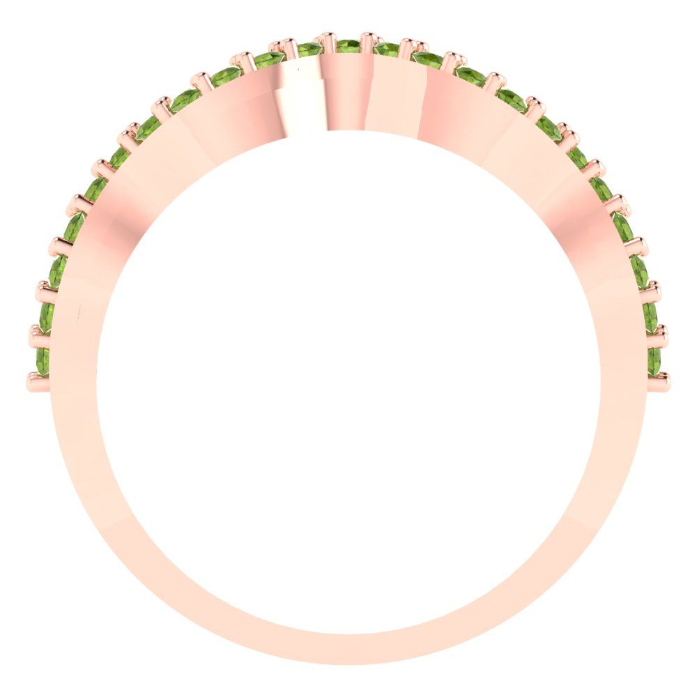 0.23 cttw Natural Peridot Round Cut Rose Gold Eternity Wedding Band