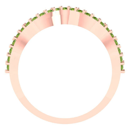 0.23 cttw Natural Peridot Round Cut Rose Gold Eternity Wedding Band