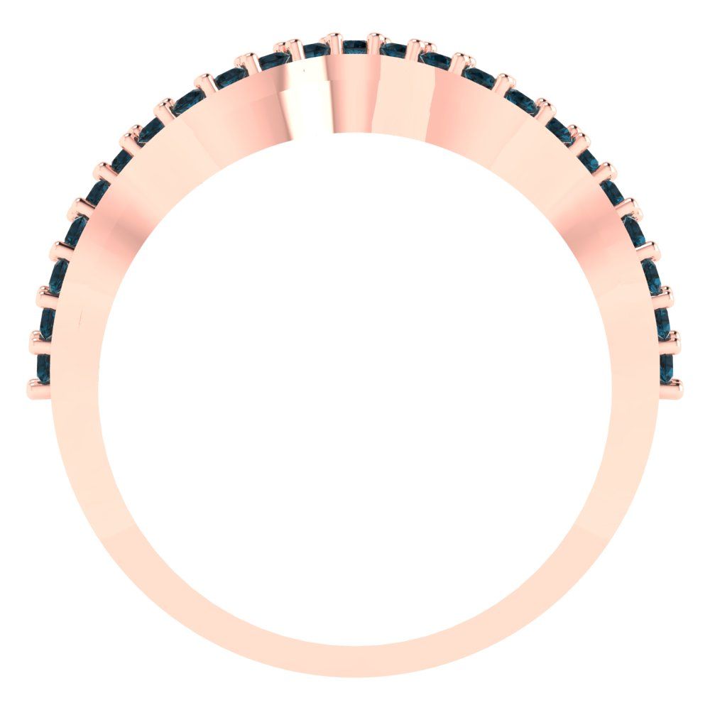 0.23 cttw Natural London Blue Topaz Round Cut Rose Gold Eternity Wedding Band