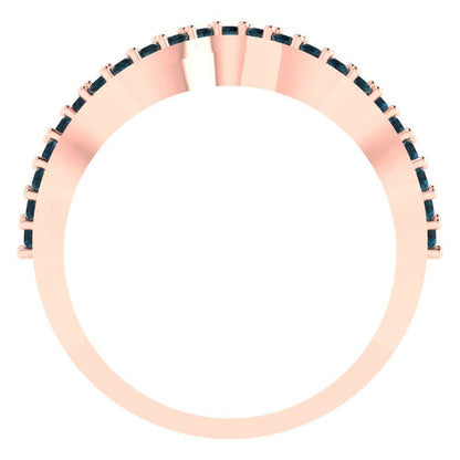 0.23 cttw Natural London Blue Topaz Round Cut Rose Gold Eternity Wedding Band