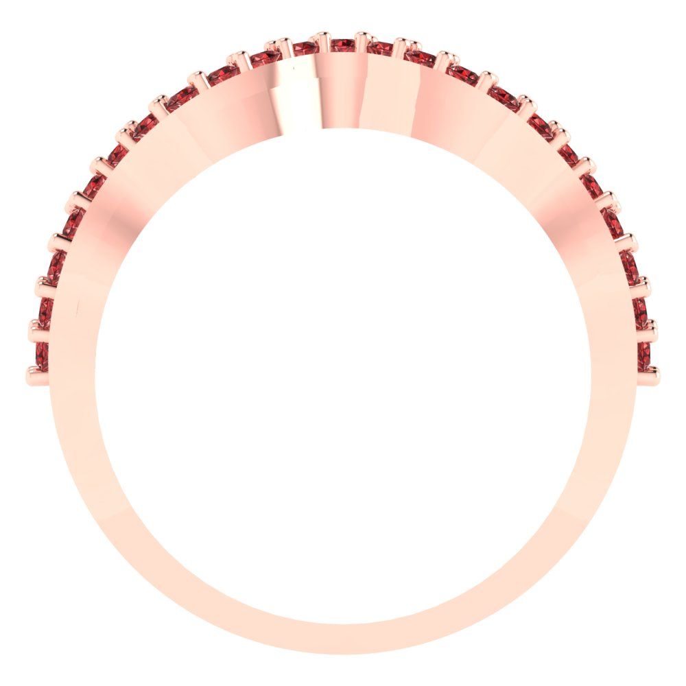 0.23 cttw Natural Garnet Round Cut Rose Gold Eternity Wedding Band