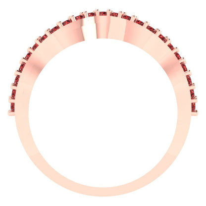 0.23 cttw Natural Garnet Round Cut Rose Gold Eternity Wedding Band
