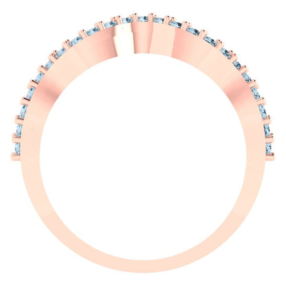 0.23 cttw Natural Sky Blue Topaz Round Cut Rose Gold Eternity Wedding Band