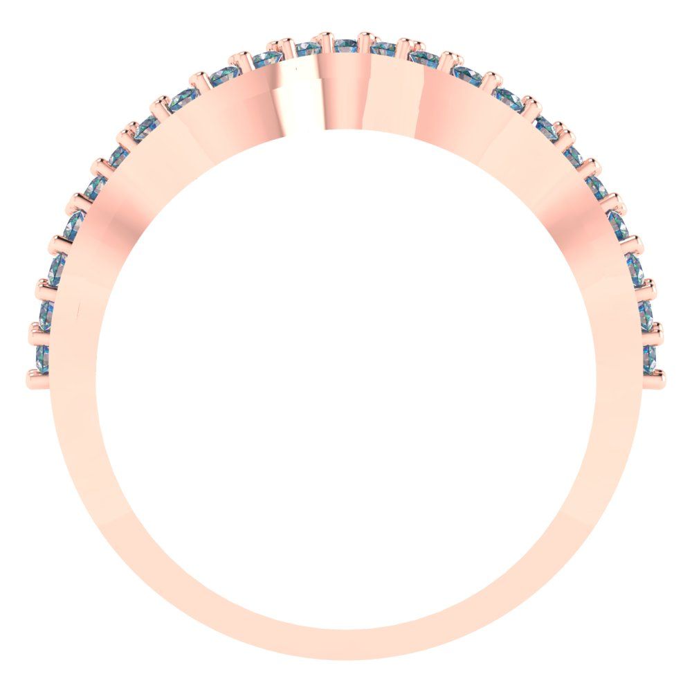 0.23 cttw Blue Moissanite Round Cut Rose Gold Eternity Wedding Band