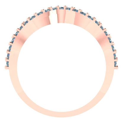 0.23 cttw Blue Moissanite Round Cut Rose Gold Eternity Wedding Band