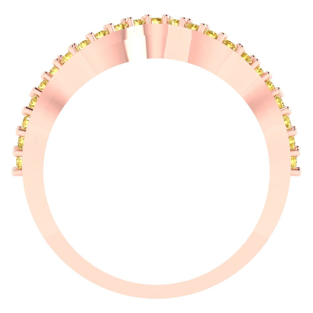 0.23 cttw Natural Citrine Round Cut Rose Gold Eternity Wedding Band