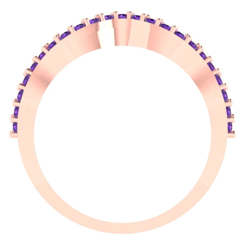 0.23 cttw Natural Amethyst Round Cut Rose Gold Eternity Wedding Band