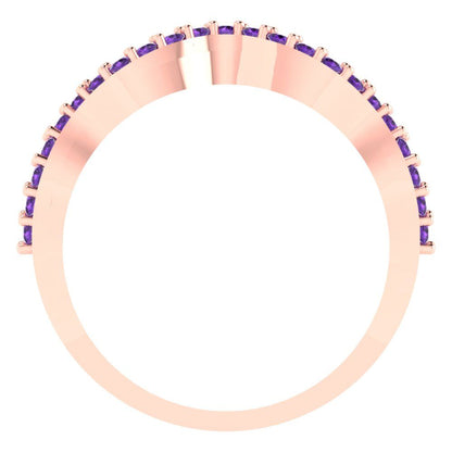 0.23 cttw Natural Amethyst Round Cut Rose Gold Eternity Wedding Band