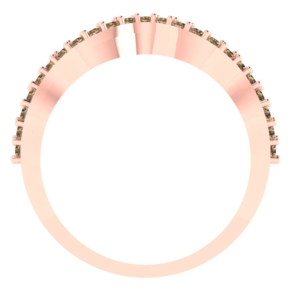0.23 cttw Simulated Champagne Diamond Round Cut Rose Gold Eternity Wedding Band
