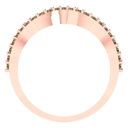 0.23 cttw Simulated Champagne Diamond Round Cut Rose Gold Eternity Wedding Band