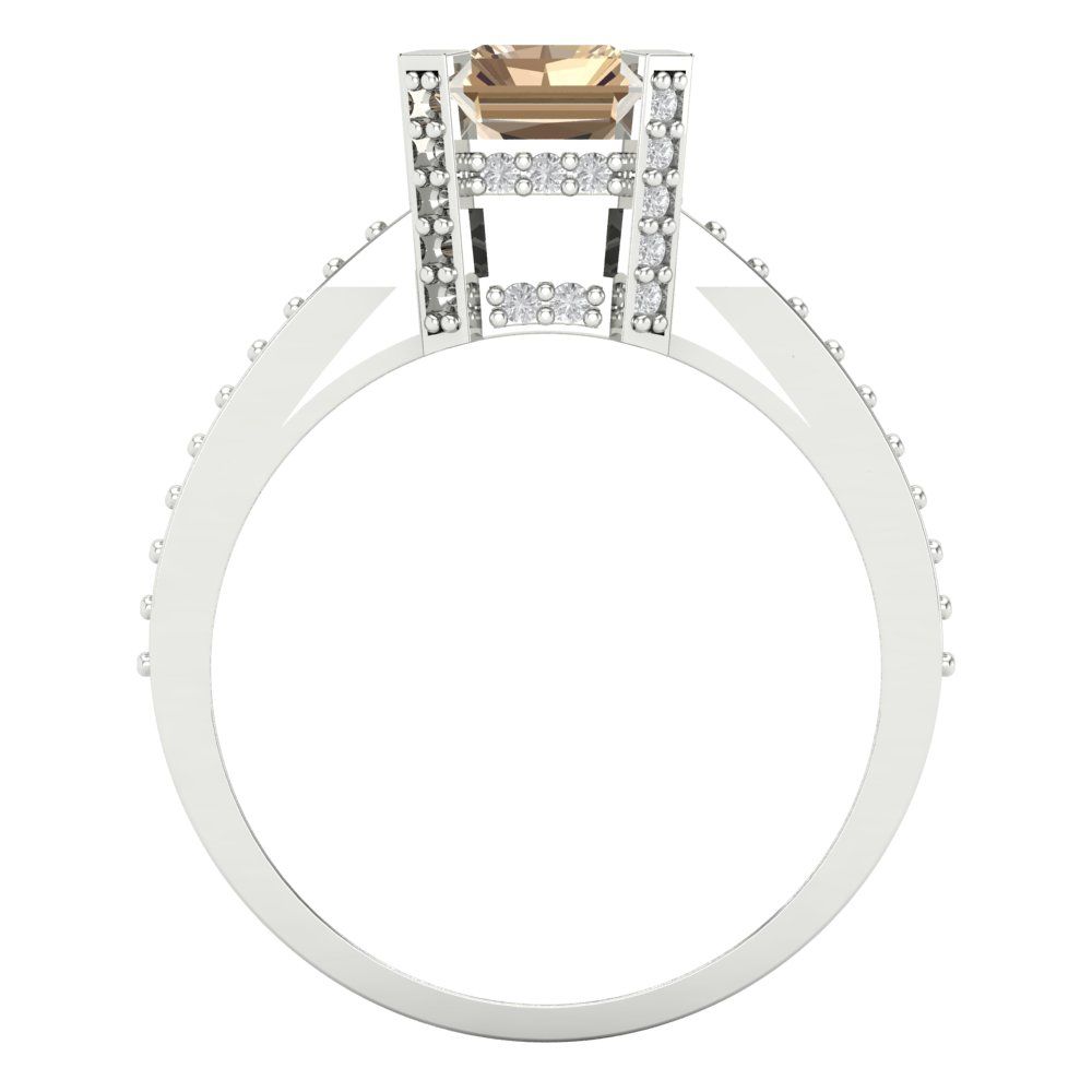 2.35 cttw Yellow Moissanite Solitaire with Zirconia Simulated Diamond Accents Engagement Ring - Solid Gold (Emerald Cut,8x6mm)