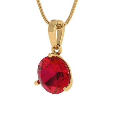 2 tcw Necklace Pendant - 14K White Gold Round Cut Solitaire  Pink Tourmaline - Adjustable Length - 15in Box Chain to 18in