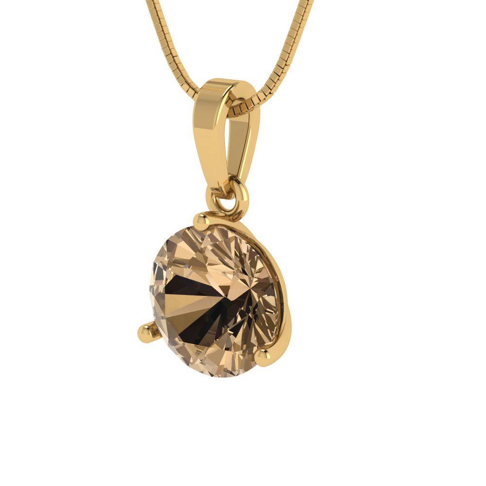 2cttw Round Cut Champagne Gold-Plated 925 Silver Pendant and 16" Box-Chain Necklace