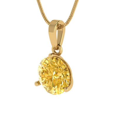 2cttw Round Cut Citrine Gold-Plated 925 Silver Pendant and 16" Box-Chain Necklace