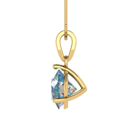 2cttw Round Cut Blue Moissanite Gold-Plated 925 Silver Pendant and 16" Box-Chain Necklace