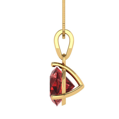 2cttw Round Cut Garnet Gold-Plated 925 Silver Pendant and 16" Box-Chain Necklace