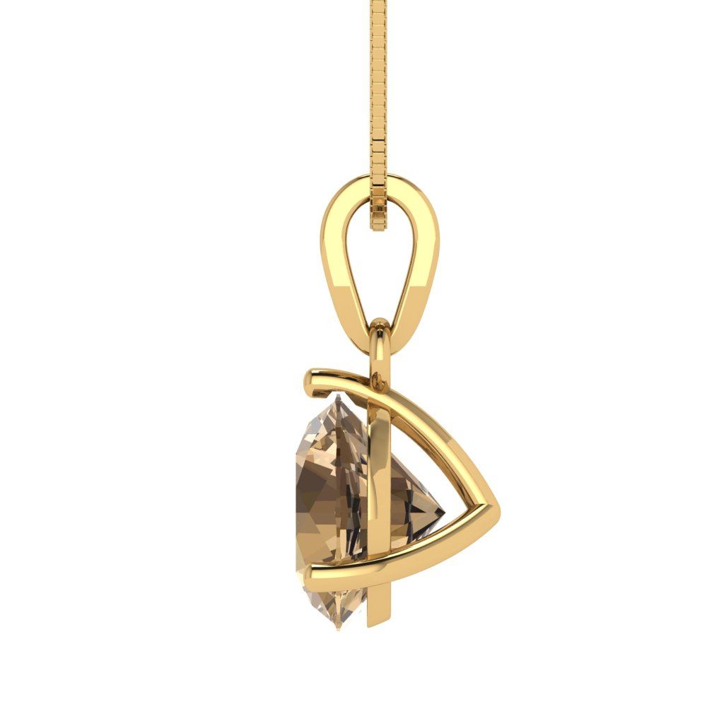 2cttw Round Cut Champagne Gold-Plated 925 Silver Pendant and 16" Box-Chain Necklace
