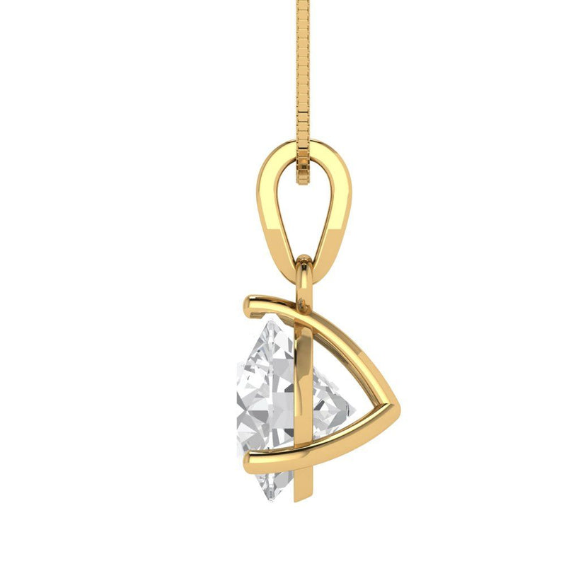 2 ct Brilliant Round Cut Solitaire Natural Diamond Stone Clarity SI1-2 Color G-H Yellow Gold Pendant with 16" Chain