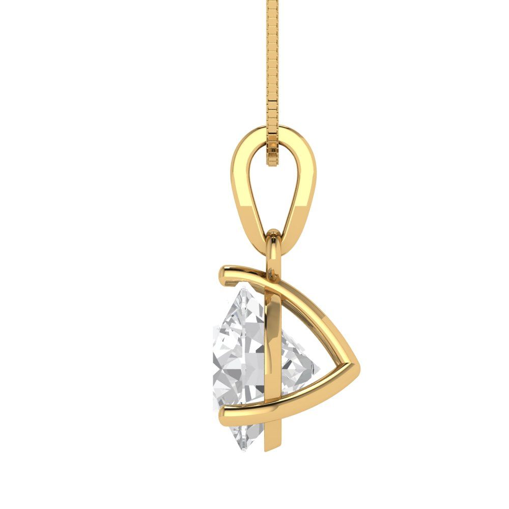 2cttw Round Cut Clear Gold-Plated 925 Silver Pendant and 16" Box-Chain Necklace