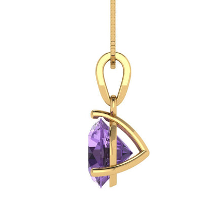 2cttw Round Cut Alexandrite Gold-Plated 925 Silver Pendant and 16" Box-Chain Necklace