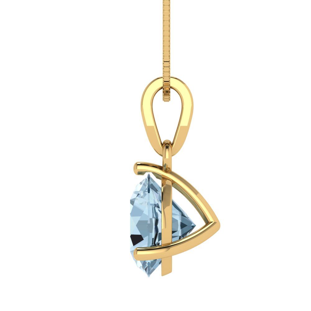 2 tcw Necklace Pendant - 14K White Gold Round Cut Solitaire  Sky Blue Topaz - Adjustable Length - 15in Box Chain to 18in
