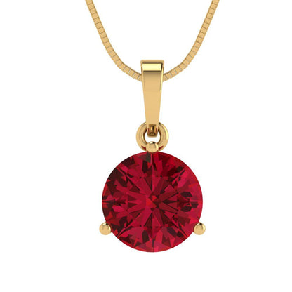 2 tcw Necklace Pendant - 14K White Gold Round Cut Solitaire  Pink Tourmaline - Adjustable Length - 15in Box Chain to 18in