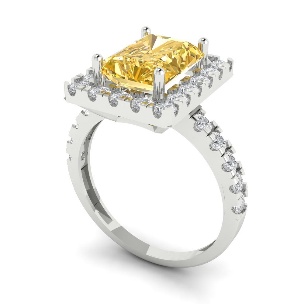 3.84 cttw Natural Citrine Hidden Halo Engagement Ring - Solid Gold (Emerald Cut,9x7mm)
