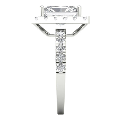 3.84 cttw Zirconia Simulated Diamond Hidden Halo Engagement Ring - Solid Gold (VVS1, Emerald Cut,9x7mm)