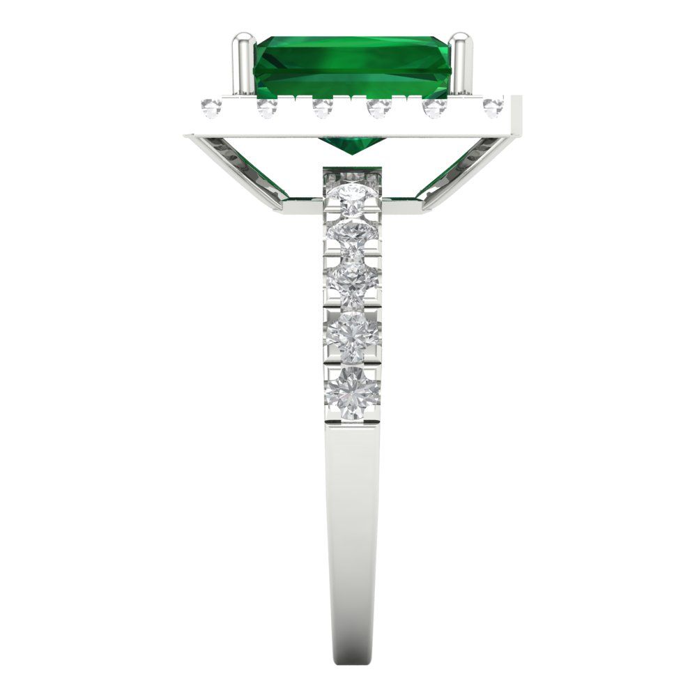 3.84 cttw Simulated Emerald Hidden Halo Engagement Ring - Solid Gold (Emerald Cut,9x7mm)